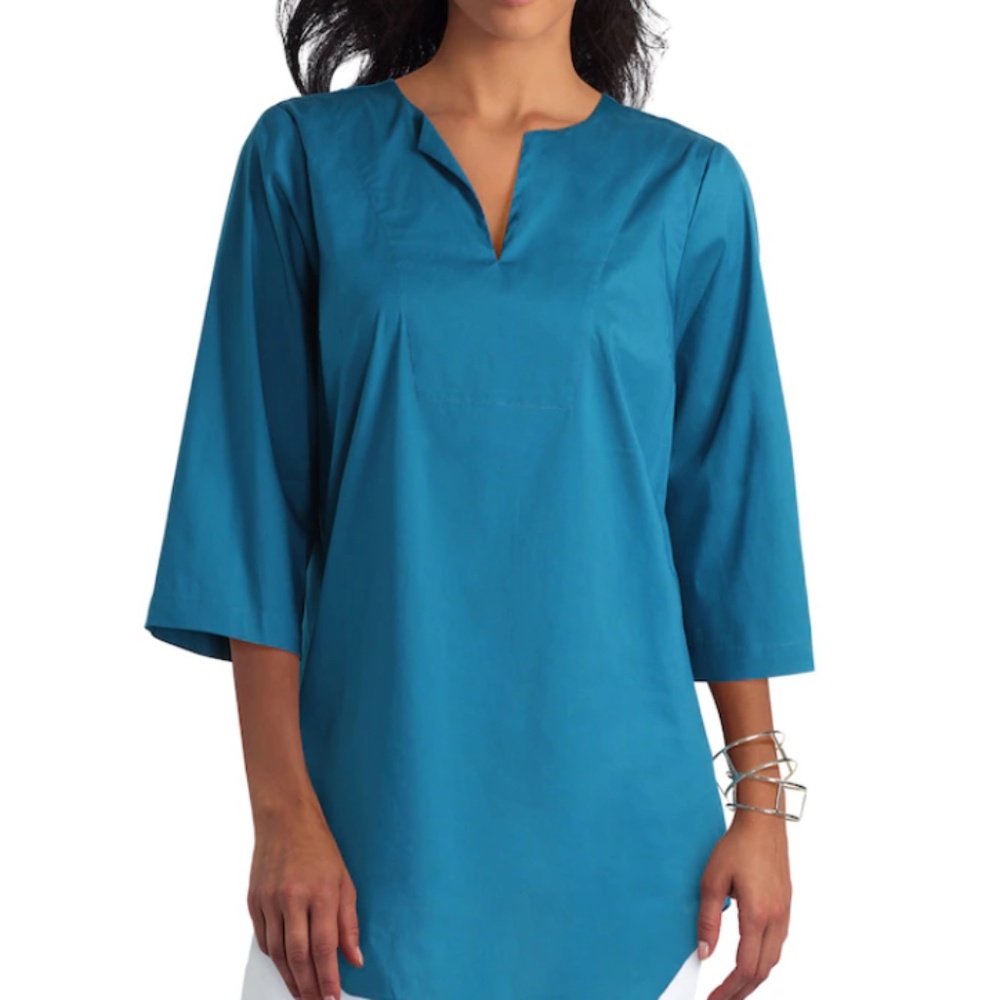 Isaac Mizrahi New York Poplin Tunic in Deep Lagoon